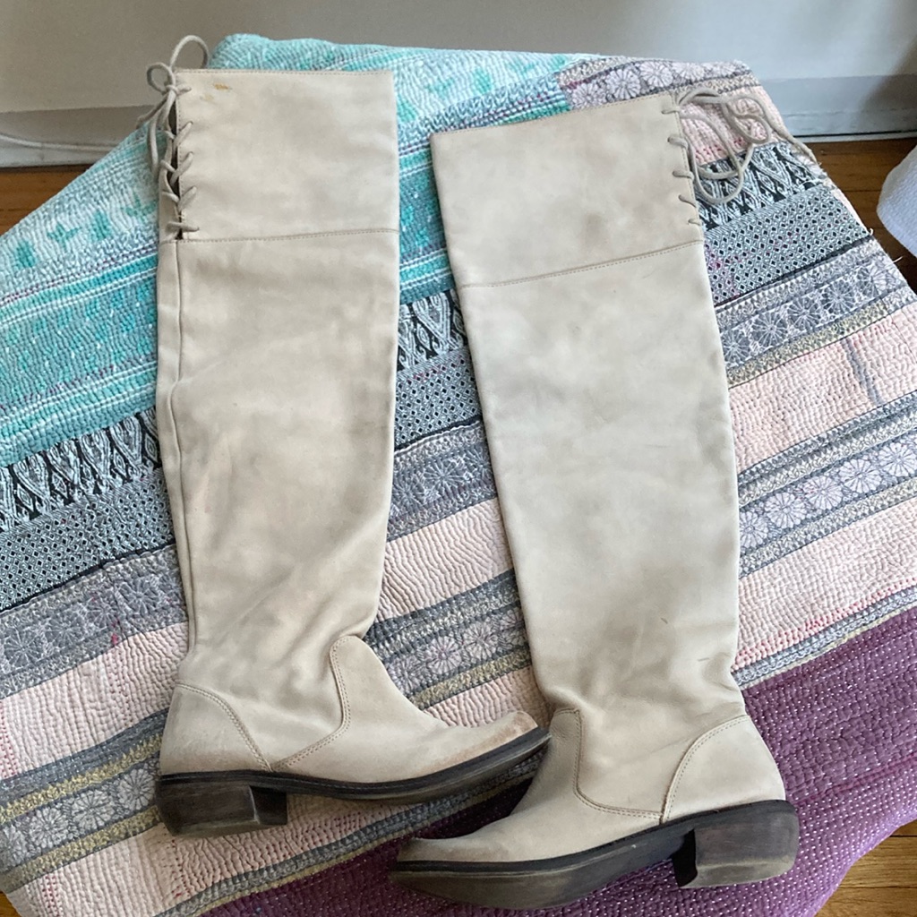 Mia Womens Light Mori Knee High Leather Lace Up Boots Size 8.5 Festival Boho